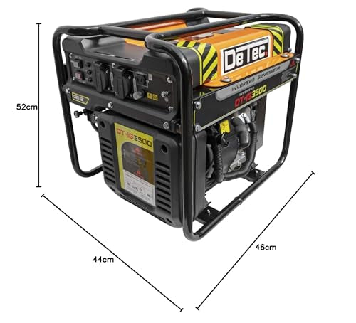 DeTec. Inverter Stromerzeuger 3,5 kW - Benzin Stromgenerator 230V + 12V | Backup Notstromaggregat leise und sparsam | Digital-Inverter Generator