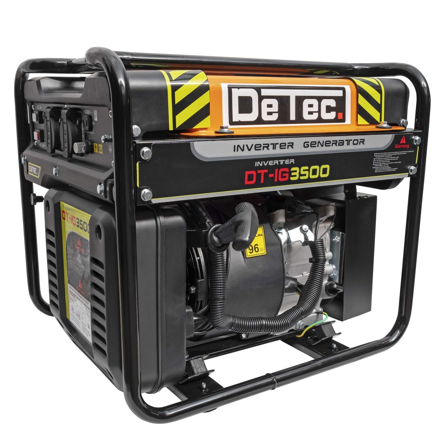 DeTec. Inverter Stromerzeuger 3,5 kW - Benzin Stromgenerator 230V + 12V | Backup Notstromaggregat leise und sparsam | Digital-Inverter Generator