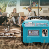 LPG/Benzin-Inverter-Generator KS 3100iG S von Könner & Söhnen. Notstromaggregat 3100 W, Schuko-Steckdose 230 V, 2 USB-Anschlüsse, LED-Anzeige, ECO-Modus, Kupferwicklungen, stromerzeuger EURO V.